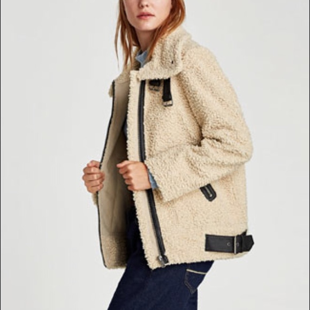 NWOT Zara Woman Contrasting Faux Fur Jacket